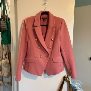 Double-Breasted Pink Wool Blazer